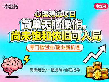 小红书心理测试项目，简单无脑操作，尚未饱和依旧可入局.png