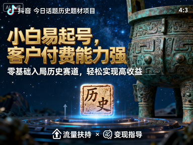 抖音今日话题历史题材项目，小白易起号，客户付费能力强.png