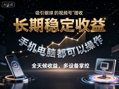 视频号“增收”项目，长期稳定收益，手机电脑都可以操作
