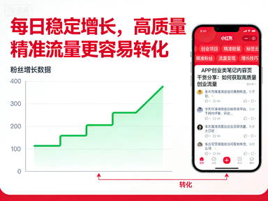 小红书吸引创业粉教程,每日稳定增长,高质量精准流量更容易转化