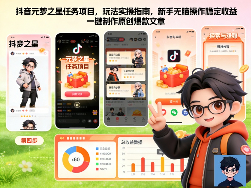 抖音元梦之星任务项目,玩法实操指南,新手无脑操作稳定收益