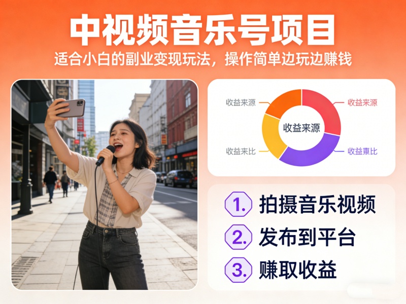 中视频音乐号项目,适合小白的副业变现玩法,操作简单边玩边赚钱