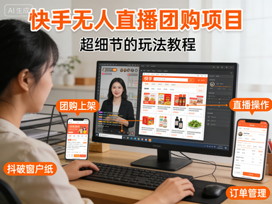 快手无人直播团购项目,超细节的玩法教程,捅破窗户纸教你操作核心