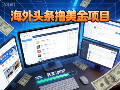 海外头条撸美金项目，内容搬运与发布教程，无脑搬运玩法狂发帖子
