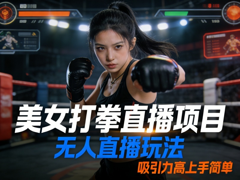 美女打拳直播项目，无人直播玩法，吸引力高上手简单
