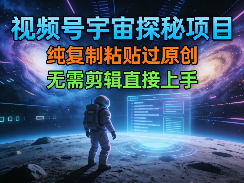 视频号宇宙探秘项目，纯复制粘贴过原创，无需剪辑直接上手