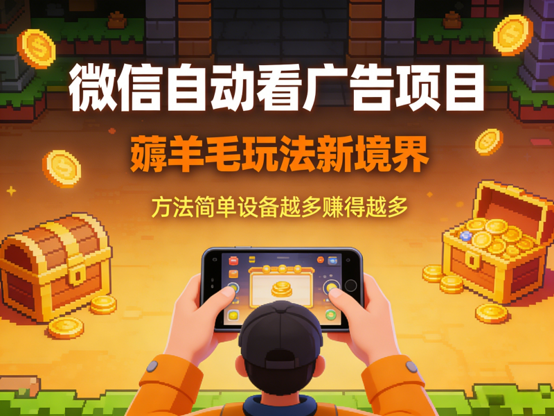 微信自动看广告项目，薅羊毛玩法新境界，方法简单设备越多赚得越多