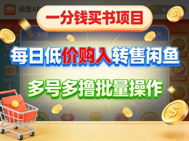 一分钱买书项目,每日低价购入转售闲鱼,多号多撸批量操作