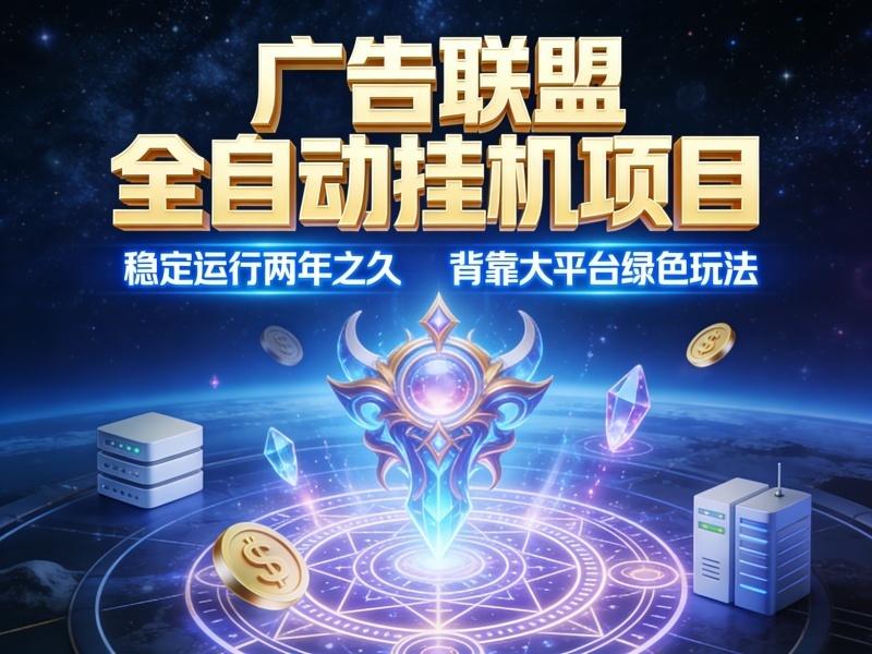 广告联盟全自动挂机项目，稳定运行两年之久，背靠大平台绿色玩法