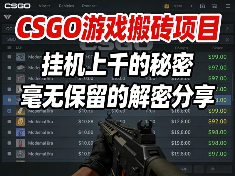 CSGO游戏搬砖项目，挂机上千的秘密，毫无保留的解密分享