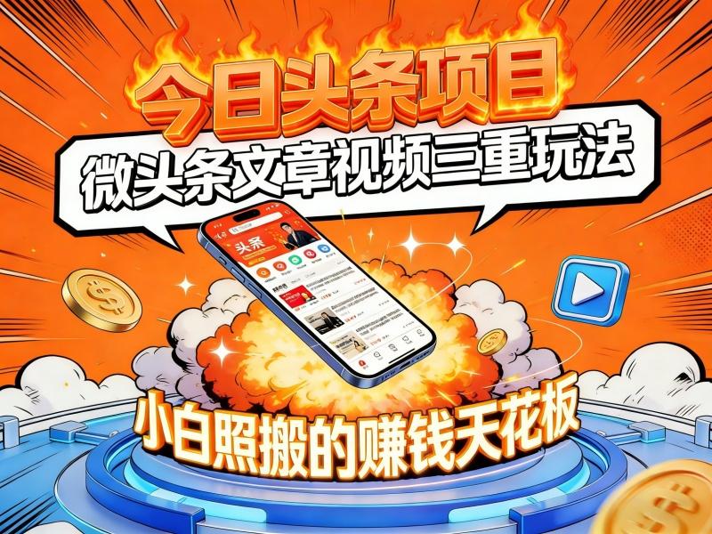 今日头条项目，微头条文章视频三重玩法，小白照搬的赚钱天花板