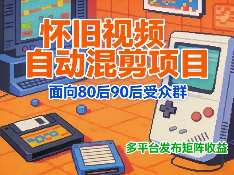 (16439期)怀旧视频自动混剪项目,面向80后90后受众群,多平台发布矩阵收益