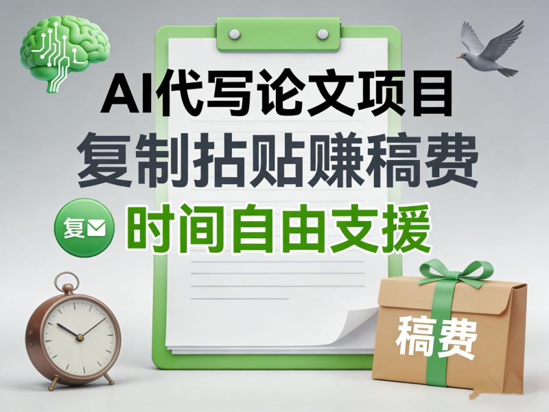 AI代写论文项目，复制粘贴赚稿费，时间自由支配