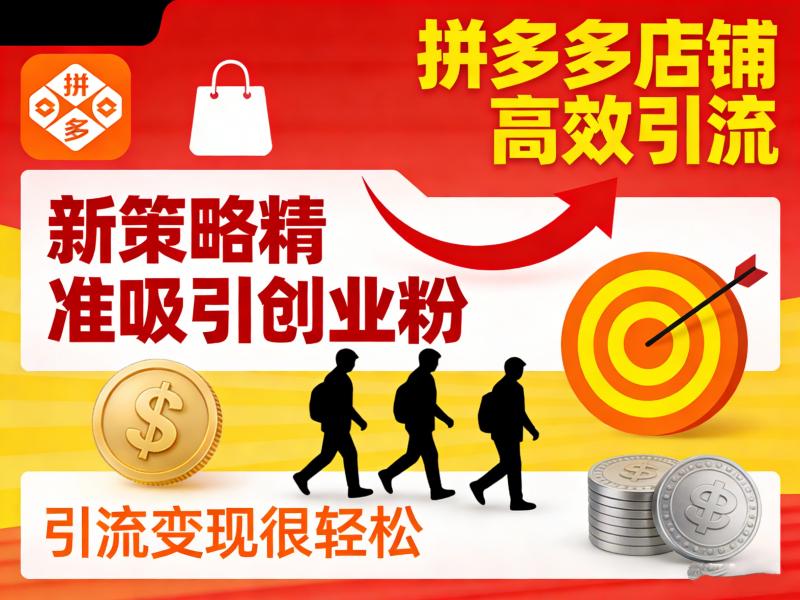拼多多店铺高效引流，新策略精准吸引创业粉，引流变现很轻松
