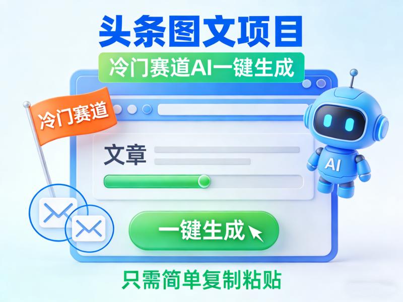头条图文项目，冷门赛道AI一键生成，只需简单复制粘贴