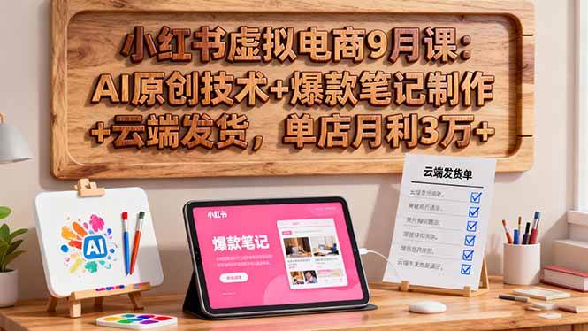 （16287期）小红书虚拟电商9月课：AI原创技术+爆款笔记制作+云端发货，单店月利3万+