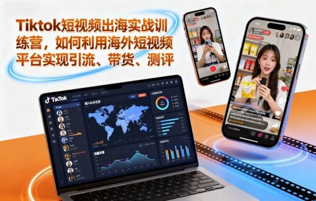Tiktok短视频出海实战训练营,如何利用海外短视频平台实现引流、带货、测评 Tiktok短视频出海实战训练营,如何利用海外短视频平台实现引流、带货、测评