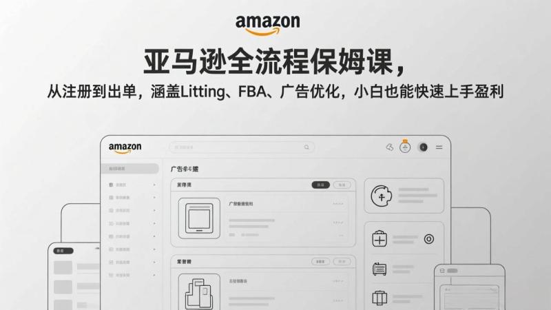 （17293期）亚马逊全流程保姆课 从注册到出单、涵盖Listing、FBA、广告优化 小白也能快速上手盈利、小白也能快速上手盈利