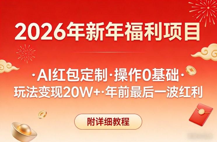 AI红包定制零基础操作、年前最后一波变现红利、详细教程助你收益20万