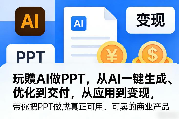 AI一键生成PPT、高效优化交付、从应用到变现打造商业产品
