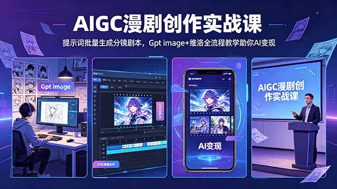 <span style='color:#001aff'>AIGC漫剧创作实战课，提示词批量生成分镜剧本，Gpt image+维洛全流程教学助你AI变现</span>