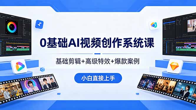 <span style='color:#a100e0'>0基础AI视频创作系统课，基础剪辑+高级特效+爆款案例，小白直接上手</span>