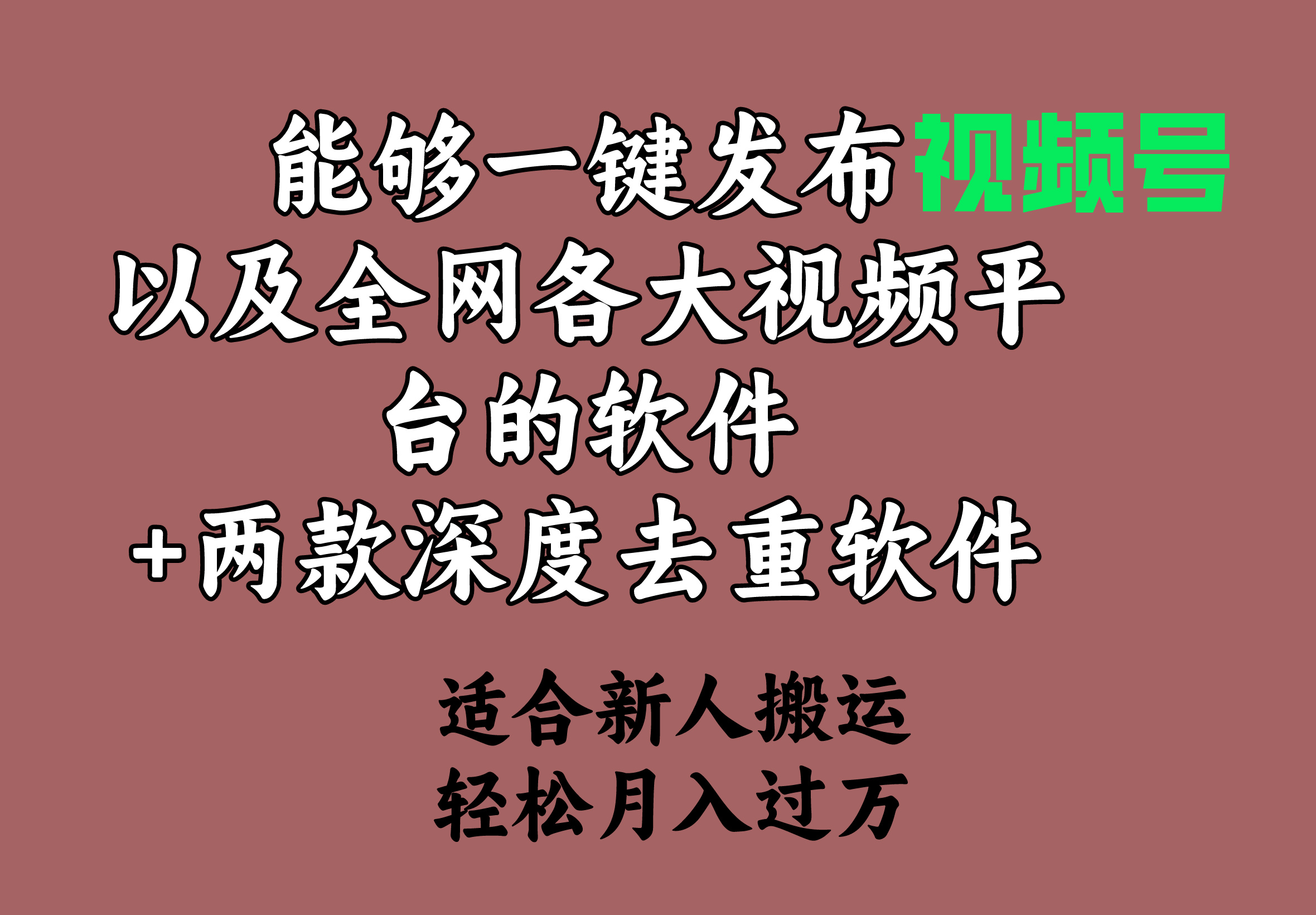 <span style='color:#a100e0'>能够一键发布视频号以及全网各大视频平台的软件+两款深度去重软件 适合</span>