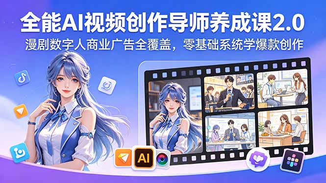 <span style='color:#ff0000'>全能AI视频创作导师养成课2.0，漫剧数字人商业广告全覆盖，零基础系统学爆款创作</span>