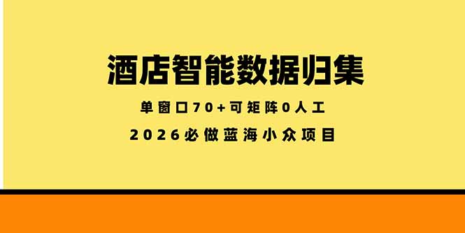 <span style='color:#a100e0'>酒店智能数据归集，小众蓝海已经稳定半年之久，单窗口70+零成本矩阵开干</span>