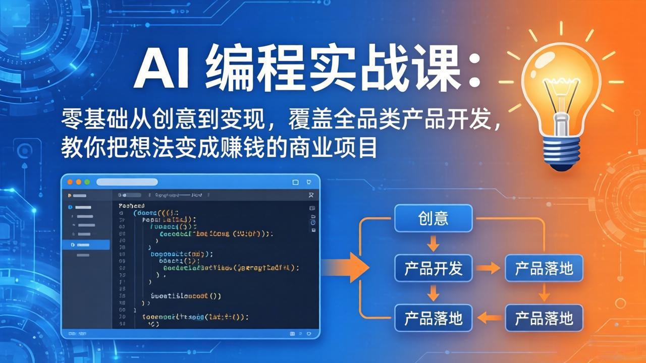 <span style='color:#001aff'>AI编程实战课-第三期-5月更新：零基础从创意到变现，覆盖全品类产品开发，把想法变成赚钱项目</span>