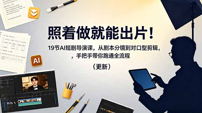 <span style='color:#ff0000'>照着做就能出片！19节AI短剧导演课，从剧本分镜到对口型剪辑，手把手带你跑通全流程（更新</span>