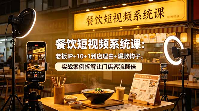 <span style='color:#078a00'>餐饮短视频系统课：老板IP+10+1到店理由+爆款钩子，实战案例拆解让门店客流翻倍</span>