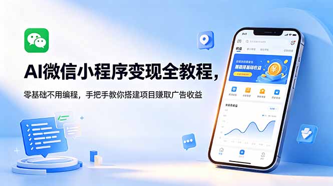<span style='color:#ff0000'>AI微信小程序变现全教程，零基础不用编程，手把手教你搭建项目赚取广告收益</span>