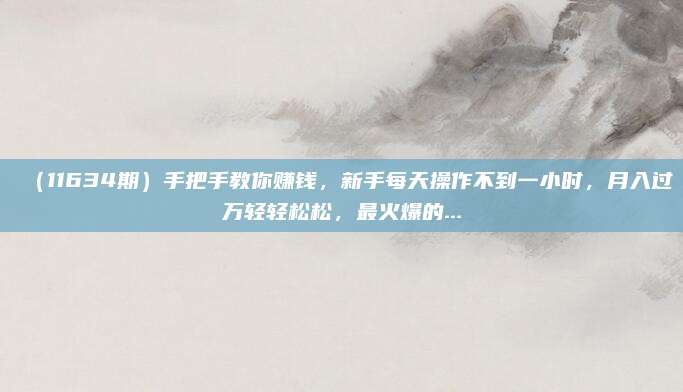(11634期)手把手教你赚钱,新手每天操作不到一小时,月入过万轻轻松松,最火爆的...