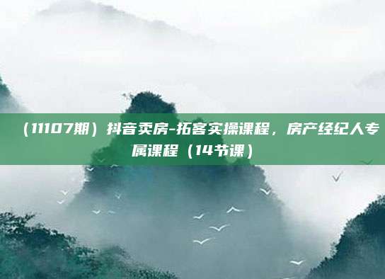 (11107期)抖音卖房-拓客实操课程,房产经纪人专属课程(14节课)