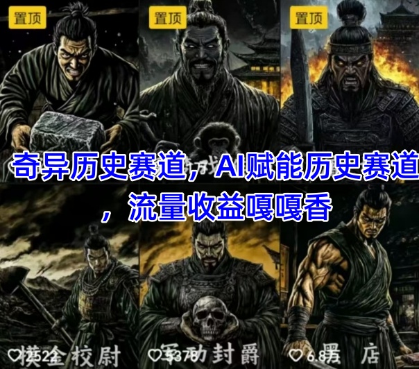 抖音奇异历史赛道，AI赋能历史赛道，流量收益嘎嘎香，狂撸伙伴计划