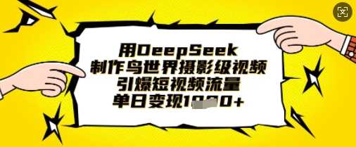 用DeepSeek制作鸟世界摄影级视频,引爆短视频流量,单日变现1k