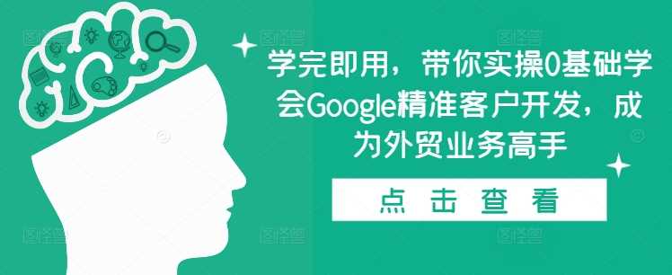 学完即用,带你实操0基础学会Google精准客户开发,成为外贸业务高手