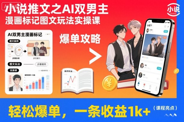 （835期）AI双男主漫画标记图文实操指南：从内容创作到爆单技巧全解析