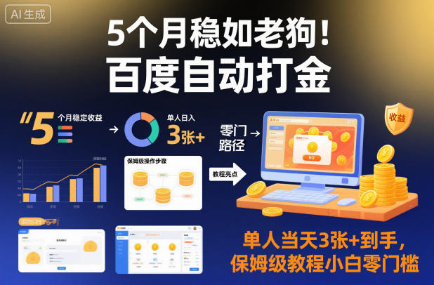 （842期）百度自动打金项目实操指南：单人单日稳定产出，新手也能快速上手的详细教程