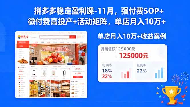 拼多多店铺运营实战指南:强付费流程与微付费策略,结合活动矩阵提升收益