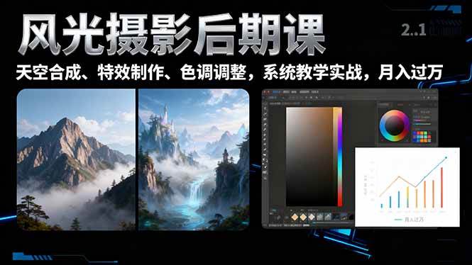 风光摄影后期核心技法:掌握换天空合成、特效制作与色调调整,提升作品表现力