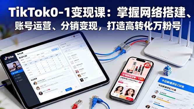 TikTok账号运营实战指南:从网络搭建到分销变现,打造高转化万粉账号