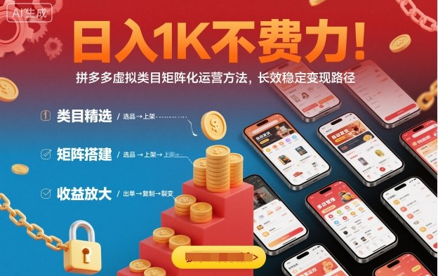 拼多多虚拟类目矩阵运营指南:构建稳定变现路径,实现长效经营发展