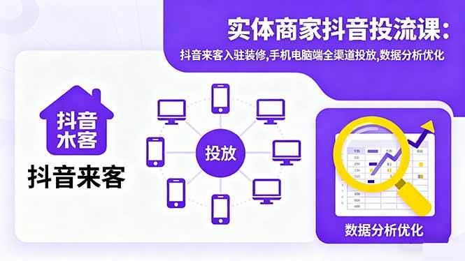 实体商家抖音运营实战课:平台入驻与门店装修指南,手机电脑双端投放解析,数据优化策略详解