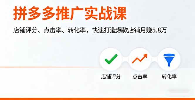 拼多多推广实战指南：提升店铺评分与点击转化，高效打造爆款店铺运营策略