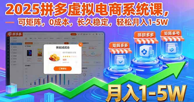 拼多多虚拟电商系统课程:零成本矩阵布局,稳定运营实现持续收益