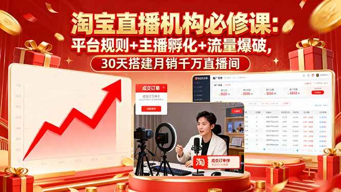 淘宝直播机构运营实战指南:解析平台规则、培养优质主播、获取稳定流量,三十天打造高效直播间