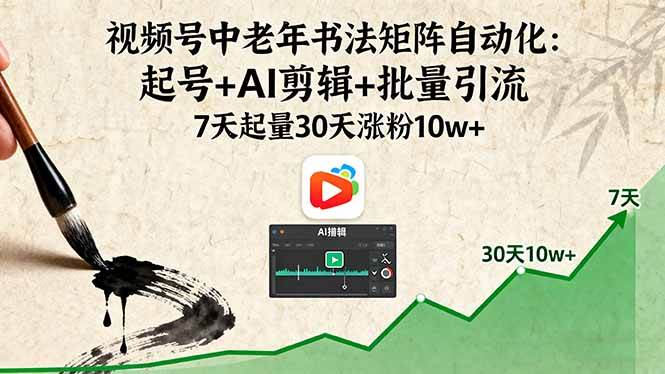 视频号书法内容矩阵运营指南:账号搭建、智能剪辑与引流技巧,30天实现粉丝增长