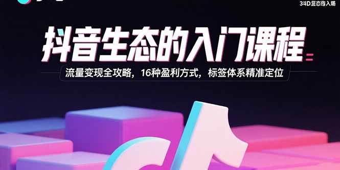 抖音生态入门指南:流量转化与精准定位,解析16种变现路径
